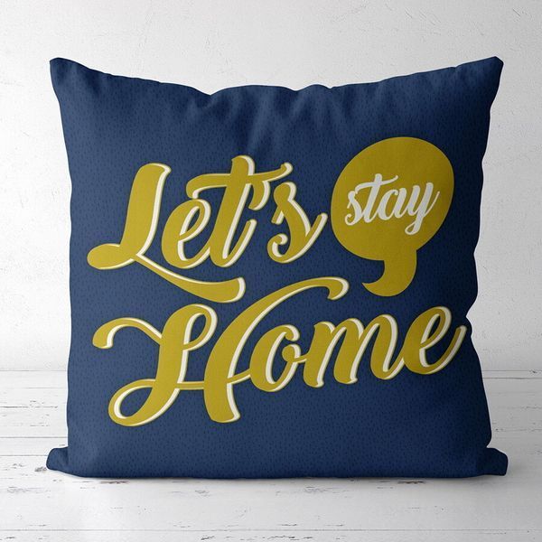 Декоративна подушка з габардину з принтом &laquo;Let's stay home&raquo;, 30&times;30 см 3P_21NG011 фото