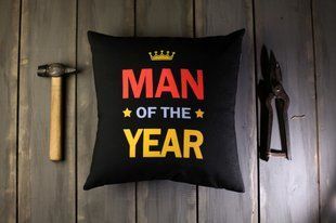 Декоративна подушка з габардину з принтом &laquo;Man of the year&raquo;, 30&times;30 см 3P_MAN008 фото