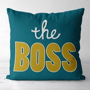 Декоративна подушка з габардину з принтом &laquo;The boss&raquo;, 40&times;40 см 4P_FAM021 фото