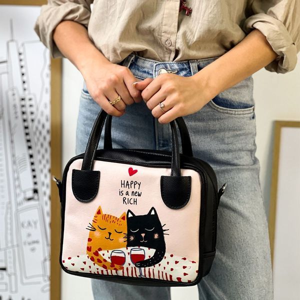 Жіноча сумка Kitto &laquo;Happy&raquo; &mdash; авторське оформлення на блискавці, 25&times;20 см SKI_26J002_BL фото