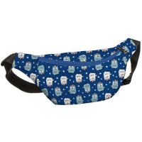 Сумка бананка BUMBAG Сови на синьому фоні