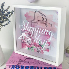 Дерев'яна скарбничка для грошей Shopping day