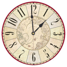 Годинник настінний круглий, 36 см Карта