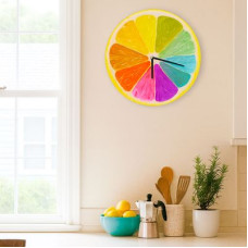 Годинник настінний круглий, 36 см Кольоровий лимон