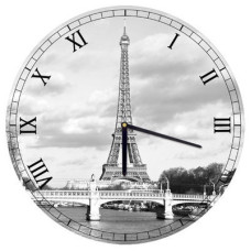 Годинник настінний круглий, 36 см Ейфелева вежа