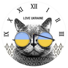 Годинник настінний круглий, 36 см Кіт в окулярах