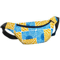 Сумка бананка BUMBAG Блакитні квіти та жовте листя