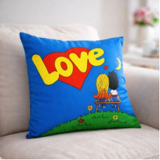 Подушка з принтом 40х40 см Love is (синя)